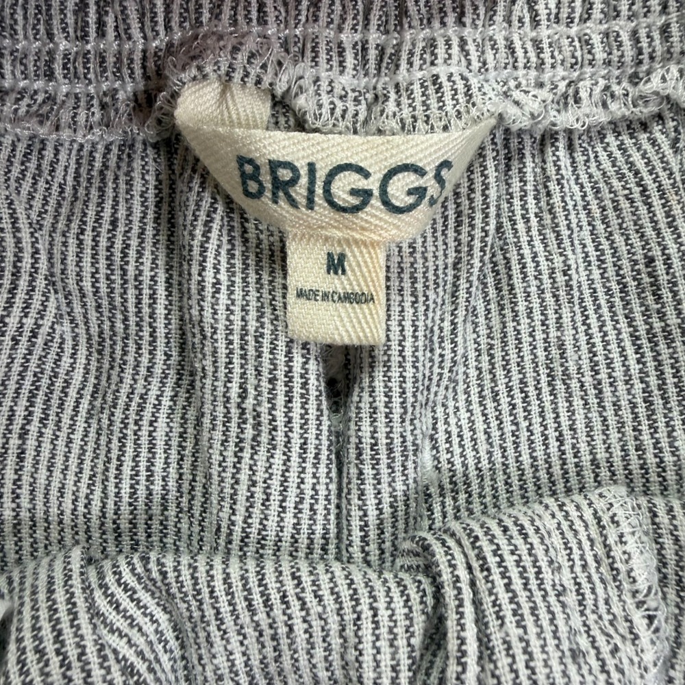 Briggs Womens Pants Wide Leg Blue White Striped Linen Blend Drawstring Size M - Picture 6 of 9